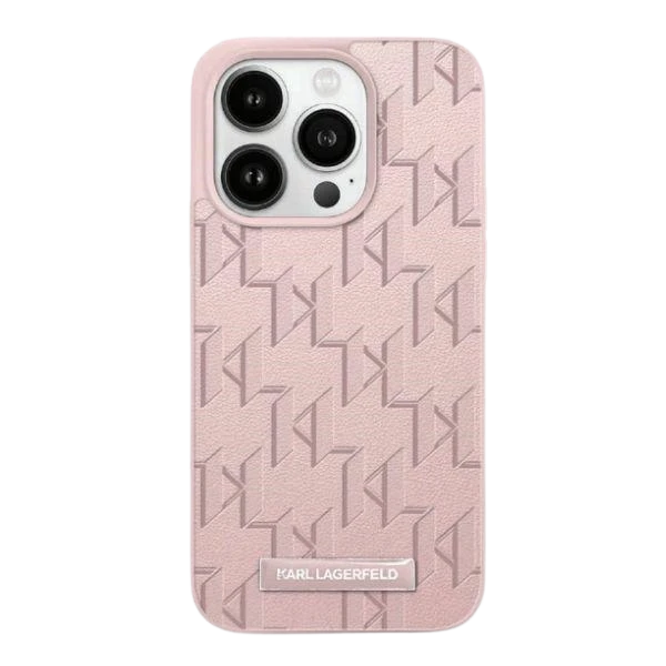 Apple iPhone 15 Pro Max Karl Lagerfeld dėklas odinis Monogram Metal Logo (KLHMP15XPKHPORPP) rožinės spalvos aprašymas - Prekės nuotrauka Apple iPhone 15 Pro Max Karl Lagerfeld dėklas odinis Monogram Metal Logo (KLHMP15XPKHPORPP) rožinės spalvos aprašymas - Prekės nuotrauka