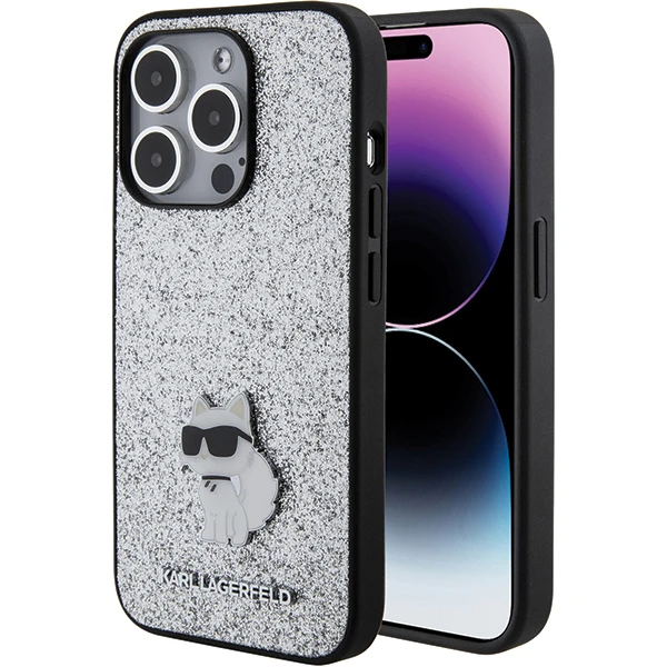 Apple iPhone 15 Pro Max Karl Lagerfeld Hardcase Fixed Glitter Choupette Logo Metal Pin (KLHCP15XGCNPSG) telefono dėklas sidabro spalvos aprašymas - Prekės nuotrauka Apple iPhone 15 Pro Max Karl Lagerfeld Hardcase Fixed Glitter Choupette Logo Metal Pin (KLHCP15XGCNPSG) telefono dėklas sidabro spalvos aprašymas - Prekės nuotrauka