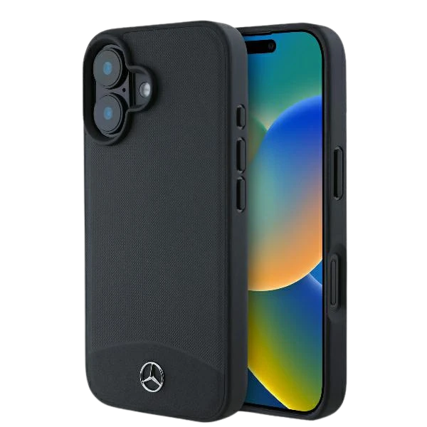 Apple iPhone 16 Mercedes Textured And Plain Leather MagSafe (MEHMP16S23RBARK) dėklas telefonui juodos spalvos aprašymas - Prekės nuotrauka