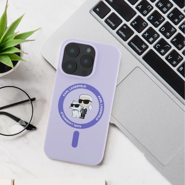 Apple iPhone 16 Plus Karl Lagerfeld Silicone Karl&Choupette Ring MagSafe (KLHMP16MSCMKCRHK) dėklas telefonui juodos spalvos aprašymas - Prekės nuotrauka