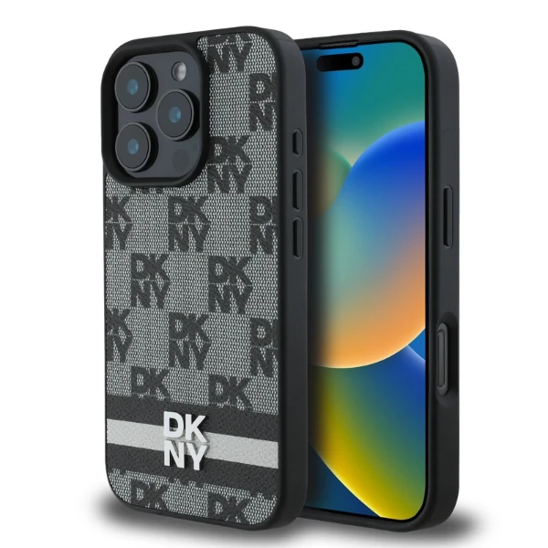 Apple iPhone 16 Pro DKNY Checkered Pattern & Printed Stripes (DKHCP16LPCPTSSK) dėklas telefonui juodos spalvos aprašymas - Prekės nuotrauka