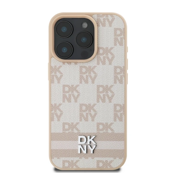 Apple iPhone 16 Pro DKNY Checkered Pattern & Printed Stripes (DKHCP16LPCPTSSP) dėklas telefonui rožinės spalvos aprašymas - Prekės nuotrauka