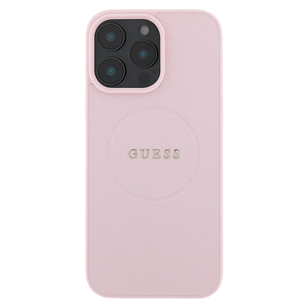 Apple iPhone 16 Pro Guess Grained Ring MagSafe (GUHMP16LPGHSMMP) dėklas telefonui rožinės spalvos aprašymas - Prekės nuotrauka