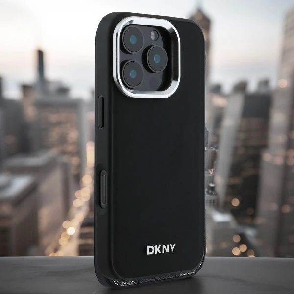 Apple iPhone 16 Pro Max DKNY Plain Sidabrinis Logo MagSafe (DKHMP16XPSCMCLK) dėklas telefonui juodos spalvos aprašymas - Prekės nuotrauka