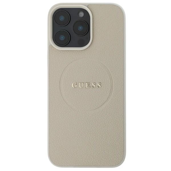 Dėklas Apple iPhone 16 Pro Max Guess kieto dėklo grūdėtas žiedas MagSafe smėlio spalvos aprašymas - Prekės nuotrauka Dėklas Apple iPhone 16 Pro Max Guess kieto dėklo grūdėtas žiedas MagSafe smėlio spalvos aprašymas - Prekės nuotrauka