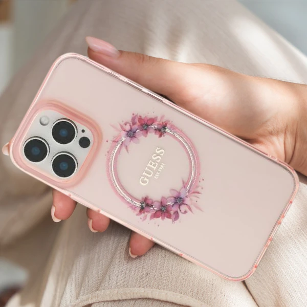 Apple iPhone 16 Pro Max Guess IML Flowers Wreath MagSafe (GUHMP16XHFWFCK) dėklas telefonui juodos spalvos aprašymas - Prekės nuotrauka Apple iPhone 16 Pro Max Guess IML Flowers Wreath MagSafe (GUHMP16XHFWFCK) dėklas telefonui juodos spalvos aprašymas - Prekės nuotrauka