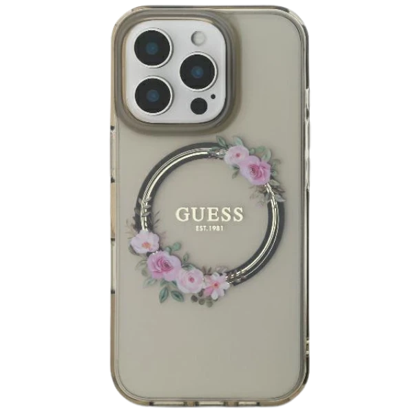Apple iPhone 16 Pro Max Guess IML Flowers Wreath MagSafe (GUHMP16XHFWFCK) dėklas telefonui juodos spalvos aprašymas - Prekės nuotrauka Apple iPhone 16 Pro Max Guess IML Flowers Wreath MagSafe (GUHMP16XHFWFCK) dėklas telefonui juodos spalvos aprašymas - Prekės nuotrauka