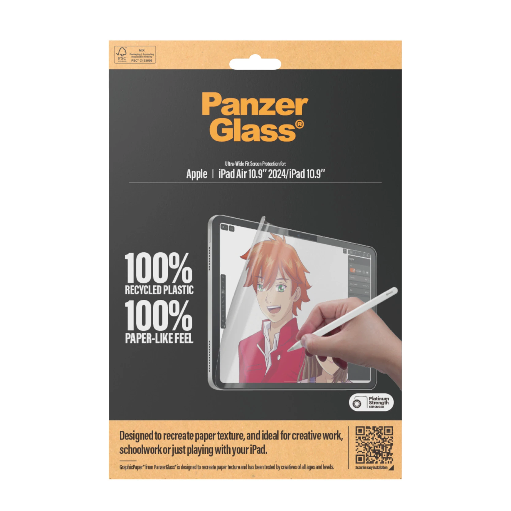 Panzer Glass Apsauginė plėvelė planšetei Apple iPad Air 10.9 (6GEN) PanzerGlass GraphicPaper Anti Glare, draugiškas dėklui, Ultra-wide Fit 2834 aprašymas - Prekės nuotrauka