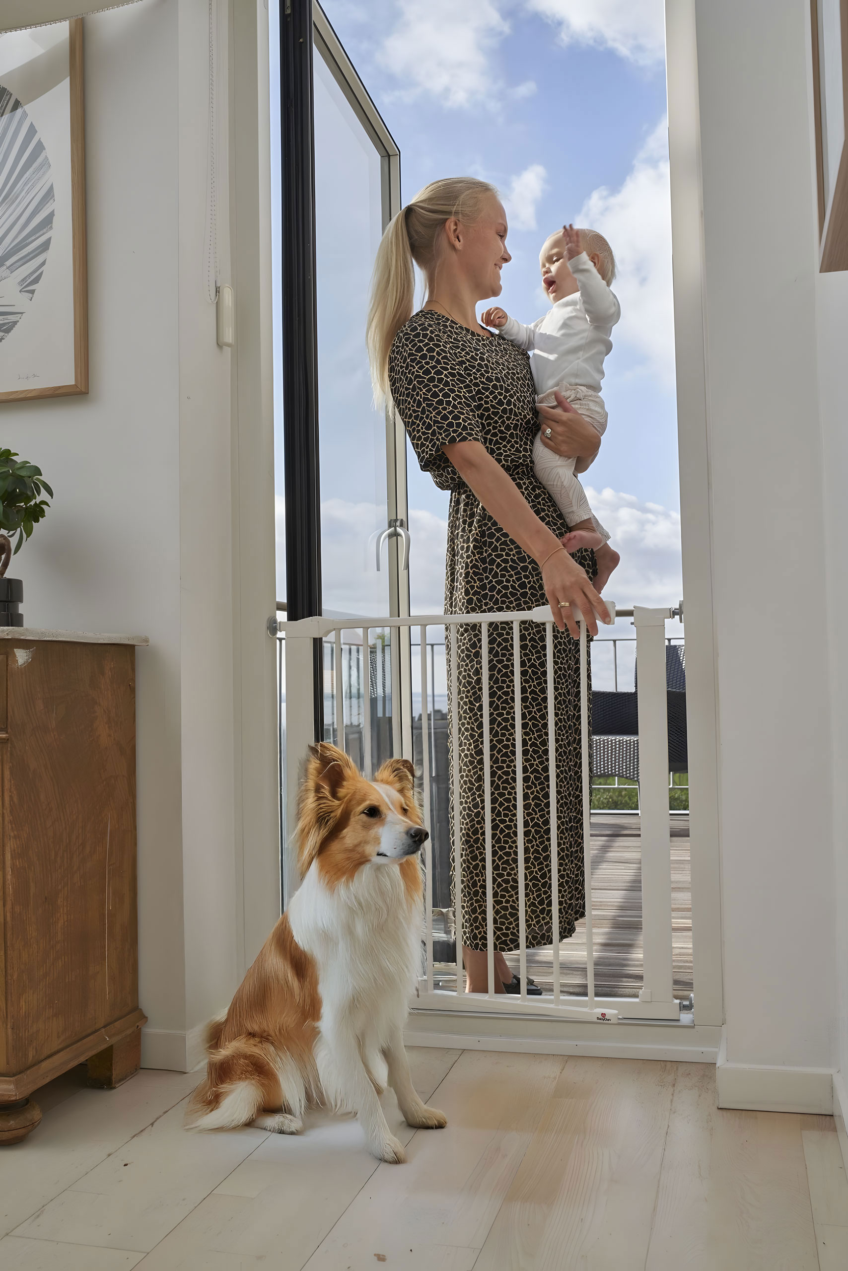 Apsauginiai varteliai, 74-105 cm, laiptams ir durims, plieniniai, papildomos sekcijos, balti, ECOTOYS aprašymas - Prekės nuotrauka