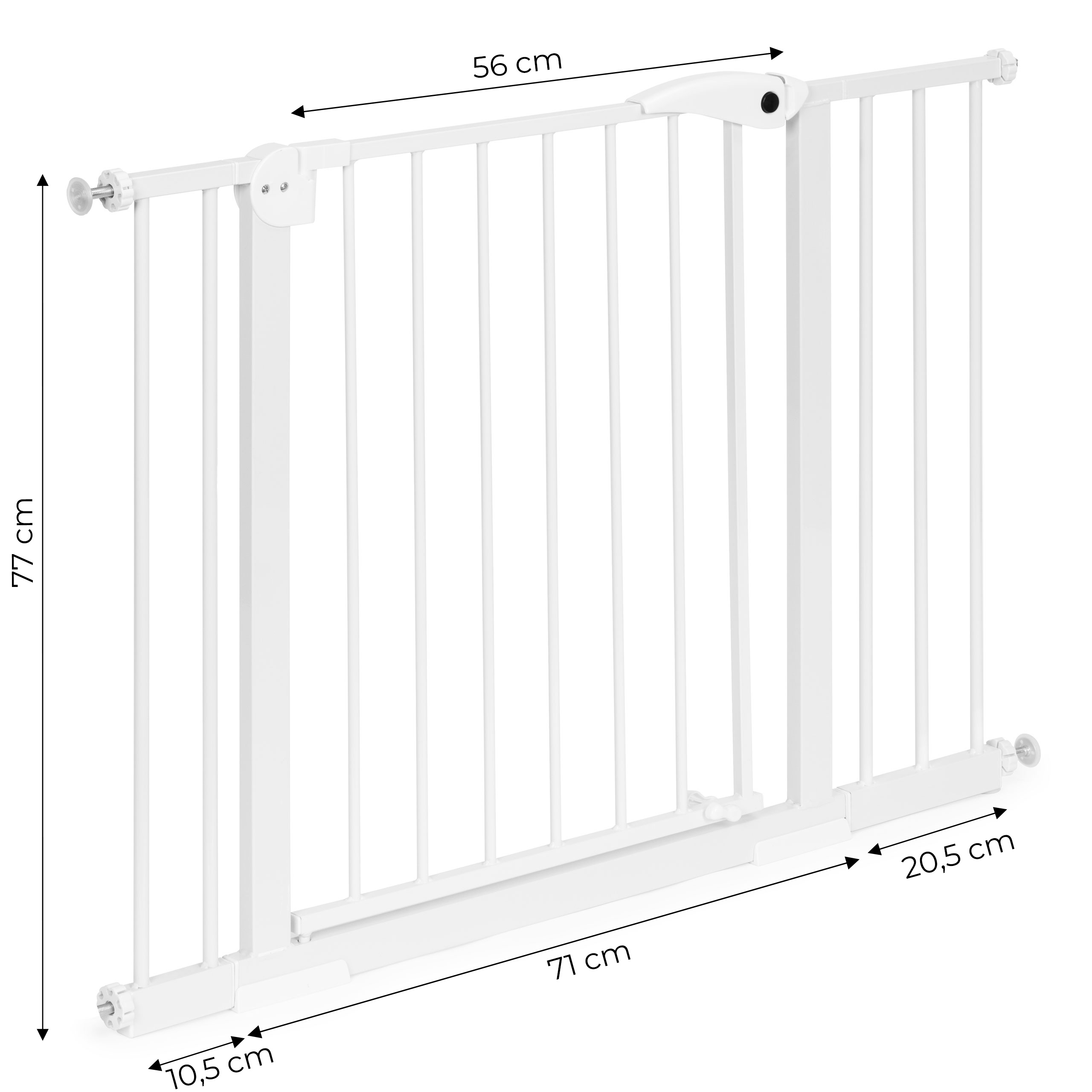Apsauginiai varteliai, 74-105 cm, laiptams ir durims, plieniniai, papildomos sekcijos, balti, ECOTOYS aprašymas - Prekės nuotrauka