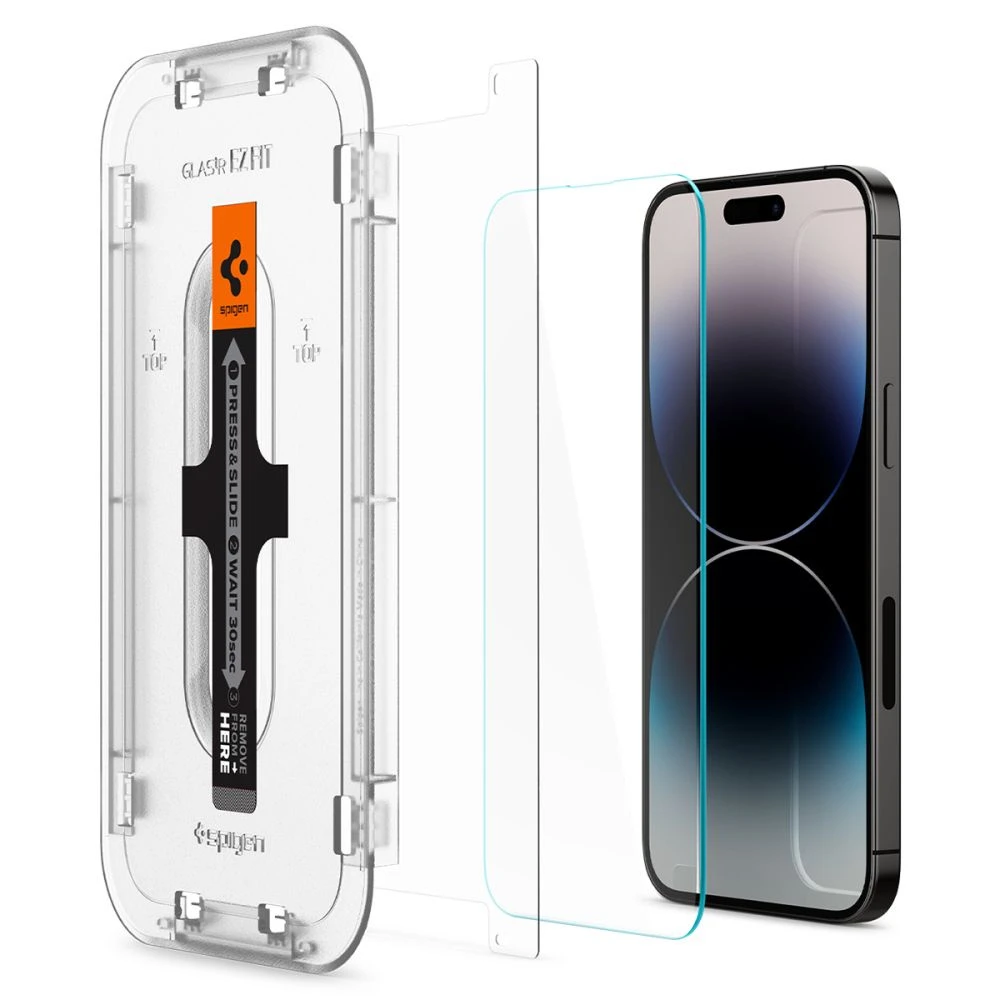 Apsauginis stiklas Apple iPhone 14 Pro Max with Spigen Glas.tR EZ FIT applicator (2 pcs.) aprašymas - Prekės nuotrauka