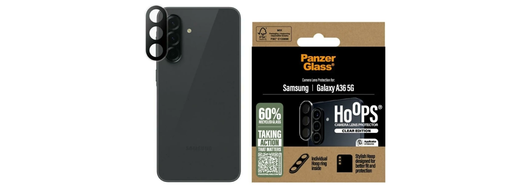 Panzer Glass Apsauginis stiklas objektyvui PanzerGlass Hoops Lens Protector Samsung Galaxy A36 5G skaidrus aprašymas - Prekės nuotrauka Panzer Glass Apsauginis stiklas objektyvui PanzerGlass Hoops Lens Protector Samsung Galaxy A36 5G skaidrus aprašymas - Prekės nuotrauka