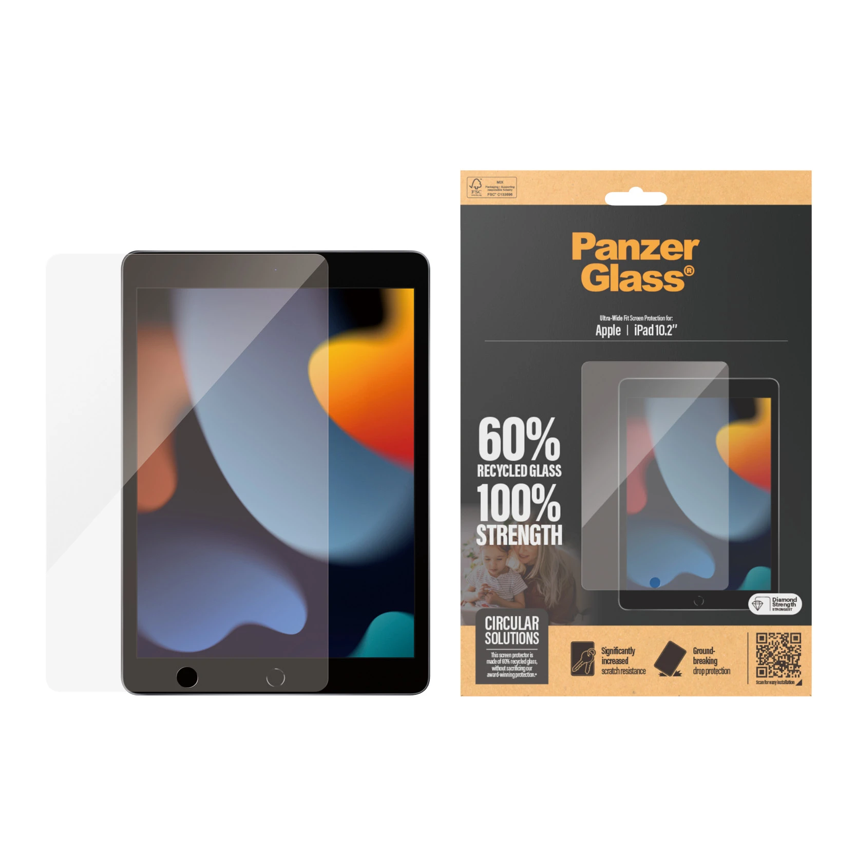 Panzer Glass Apsauginis stiklas planšetei Apple iPad 10.2 (7GEN / 8GEN / 9GEN) PanzerGlass Ultra-Wide Fit Screen Protection 2841 aprašymas - Prekės nuotrauka