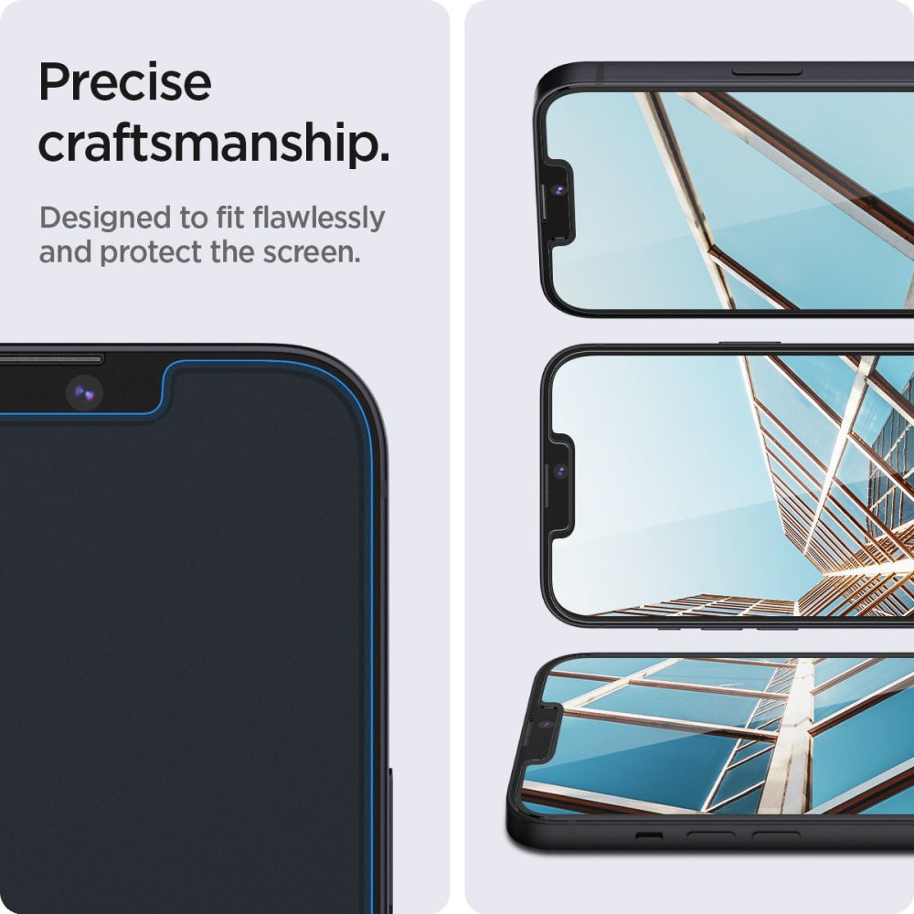 Apsauginis stiklas, skirtas iPhone 13 / 13 Pro / 14 su Spigen Glas.tR EZ FIT aplikatoriumi (2 vnt.) aprašymas - Prekės nuotrauka