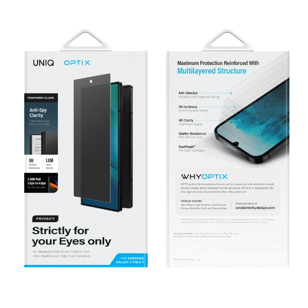 Apsauginis stiklas su privatumo filtru UNIQ Optix Privacy į Samsung Galaxy Z Fold7 aprašymas - Prekės nuotrauka Apsauginis stiklas su privatumo filtru UNIQ Optix Privacy į Samsung Galaxy Z Fold7 aprašymas - Prekės nuotrauka