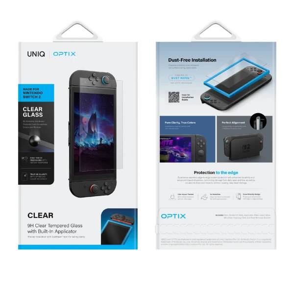 Apsauginis stiklas UNIQ Optix Clear skirtas Nintendo Switch 2 aprašymas - Prekės nuotrauka Apsauginis stiklas UNIQ Optix Clear skirtas Nintendo Switch 2 aprašymas - Prekės nuotrauka
