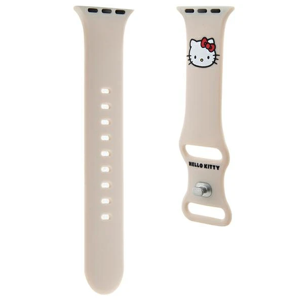 Apyrankė Apple Watch 1 / 2 / 3 / 4 / 5 / 6 / SE / 7 / 8 (38 / 40 / 41 mm) Hello Kitty dirželis silikoninis kitty galva (HKAWMSCHBLE) smėlio spalvos aprašymas - Prekės nuotrauka