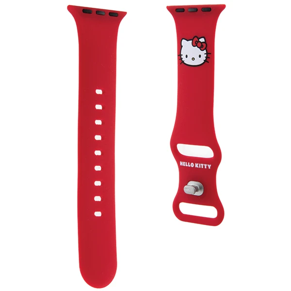 Apyrankė Apple Watch 1 / 2 / 3 / 4 / 5 / 6 / SE / 7 / 8 (38 / 40 / 41 mm) Hello Kitty Strap Silicone Kitty Head (HKAWMSCHBLR) raudonos spalvos aprašymas - Prekės nuotrauka