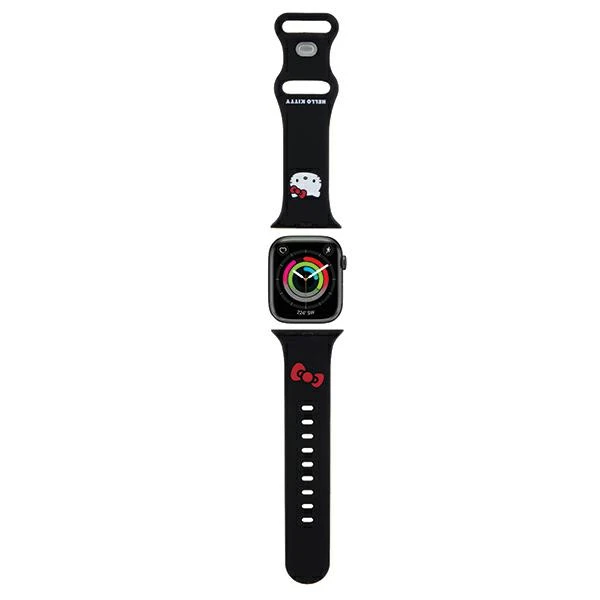 Apyrankė Apple Watch 1 / 2 / 3 / 4 / 5 / 6 / 7 / 8 / SE / Ultra (42 / 44 / 45 / 49 mm) Hello Kitty Strap Silicone Kitty Head (HKAWLSCHBLK) juodos spalvos aprašymas - Prekės nuotrauka