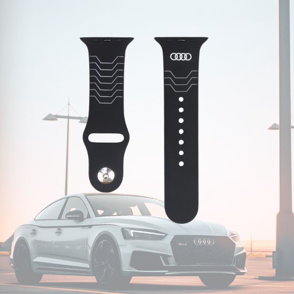 apyrankė Audi Geometric Pattern Silicone Watch apyrankė for Apple Watch 44/45/46/49mm juodos spalvos aprašymas - Prekės nuotrauka