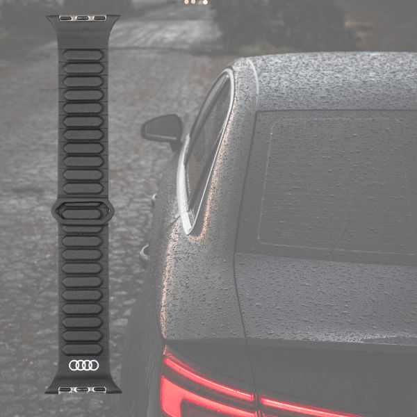 apyrankė Audi Logo iš dirbtinės odos su magnetiniu žiedu, skirta laikrodžiui 44/45/46/49mm, juodos spalvos aprašymas - Prekės nuotrauka