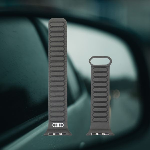 apyrankė Audi Logo iš dirbtinės odos su magnetiniu žiedu, skirta laikrodžiui 44/45/46/49mm, juodos spalvos aprašymas - Prekės nuotrauka