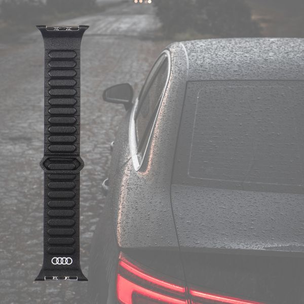 apyrankė Audi Logo iš natūralios odos su magnetiniu žiedu, skirta 44/45/46/49mm laikrodžiui, juodos spalvos aprašymas - Prekės nuotrauka