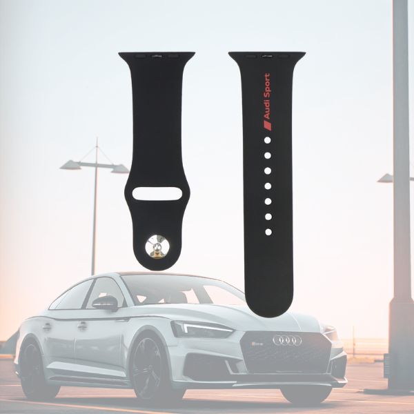 apyrankė Audi Sport Raudona Logo silikoninė laikrodžio apyrankė, skirta Watch 44/45/46/49mm, juodos spalvos aprašymas - Prekės nuotrauka