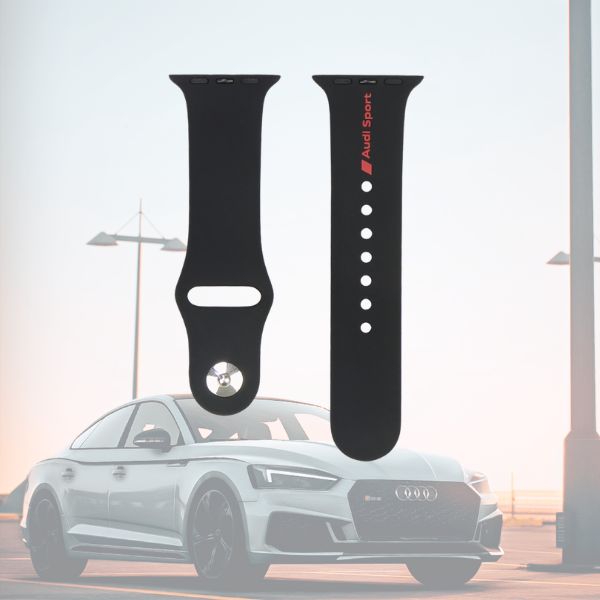 apyrankė Audi Sport Raudona Logo silikoninė laikrodžio apyrankė skirta Watch 40/41/42mm juodos spalvos aprašymas - Prekės nuotrauka