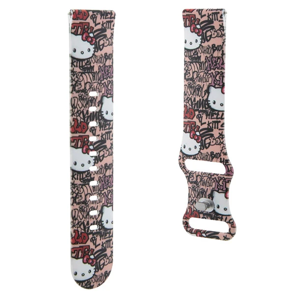 Apyrankė Samsung Galaxy Watch (46mm) / Samsung Gear S3 (46mm) / Huawei Watch GT / GT 2 / GT 2 PRO / GT 3 / GT 3 PRO (46mm) Hello Kitty Strap Silicone Tags Graffiti (HKUWLSDGPTP) rožinės spalvos aprašymas - Prekės nuotrauka