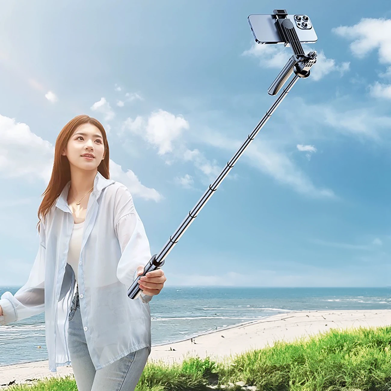 Wozinsky Hurtel Asmenukių lazda WH181-Y1S 1.75m aluminum alloy telescopic tripod with phone holder – juodos spalvos aprašymas - Prekės nuotrauka Wozinsky Hurtel Asmenukių lazda WH181-Y1S 1.75m aluminum alloy telescopic tripod with phone holder – juodos spalvos aprašymas - Prekės nuotrauka