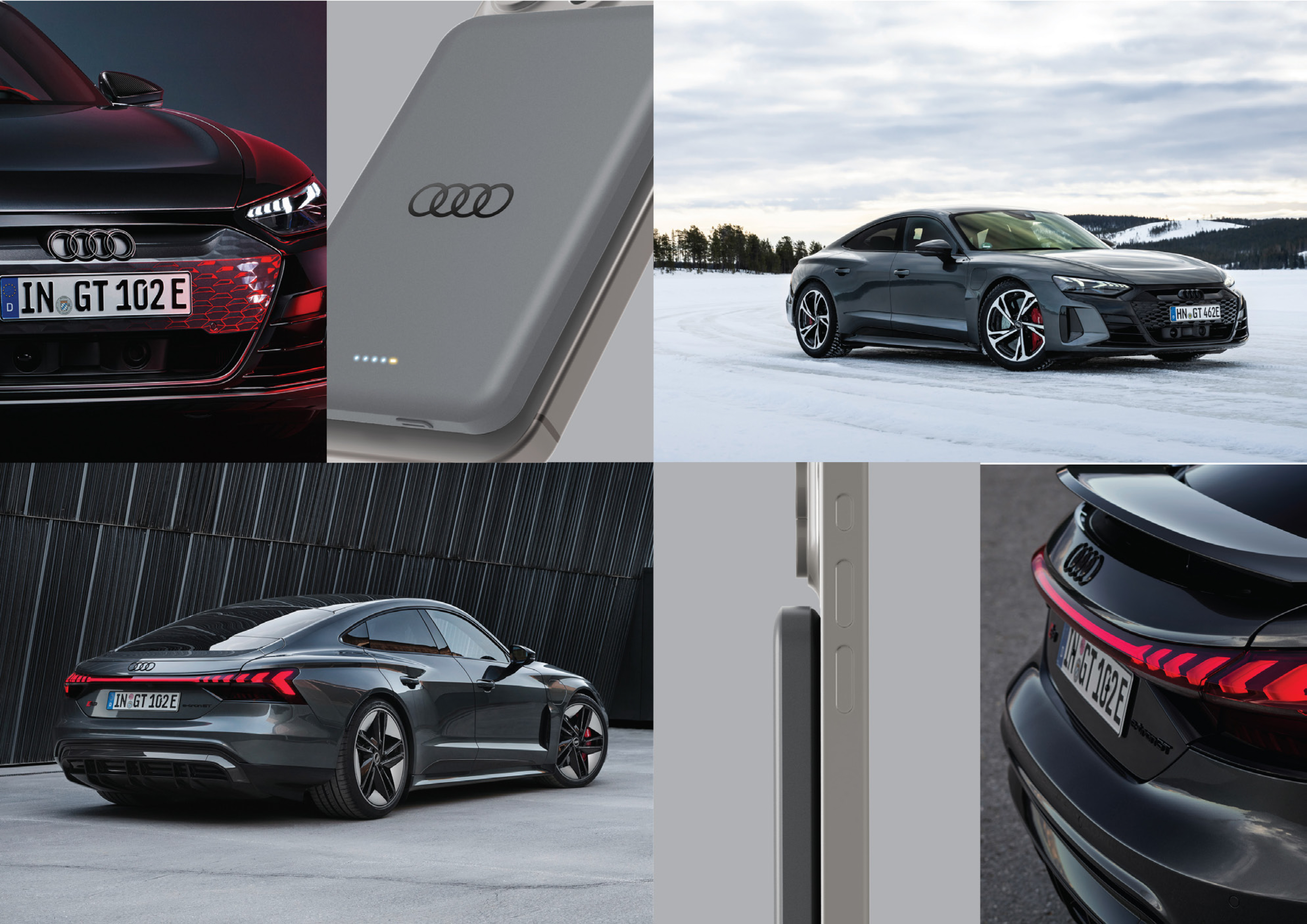 Audi 15W belaidis išorinis akumuliatorius 5000mAh pilkas su dideliu logotipu MagSafe AU-MWPB5000-GT/D1-GY aprašymas - Prekės nuotrauka