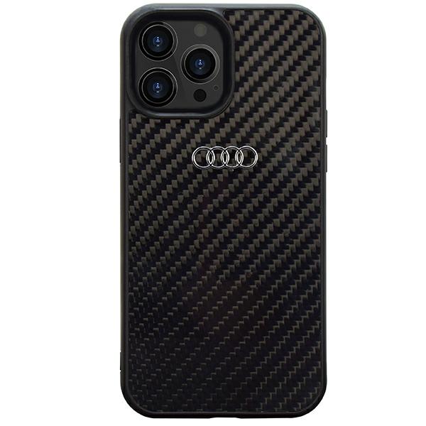 Audi anglies pluošto iPhone 14 Pro 6.1″ juodos spalvos kietas dėklas AU-TPUPCIP14P-R8/D2-BK aprašymas - Prekės nuotrauka
