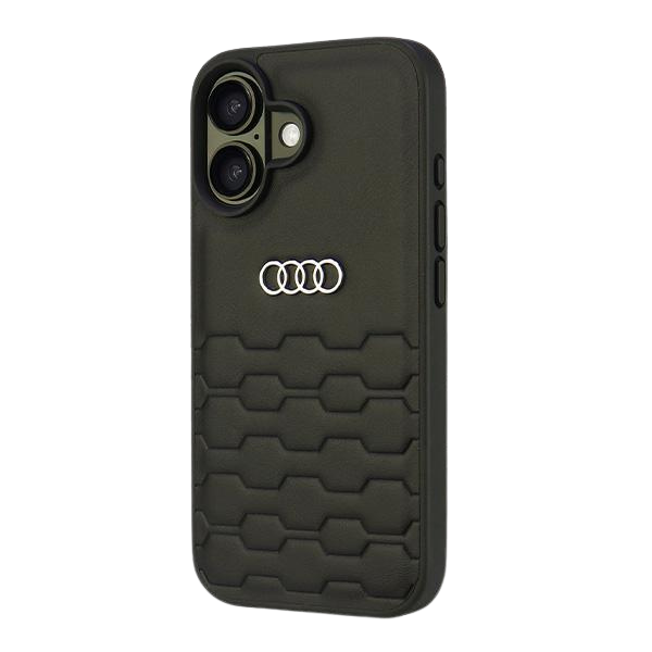 Audi dirbtinės odos kietas dėklas iPhone 16 6.1″ juodos spalvos AU-TPUPCIP16-GT/D2-BK aprašymas - Prekės nuotrauka