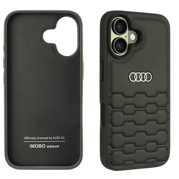 Audi dirbtinės odos kietas dėklas iPhone 16 6.1″ juodos spalvos AU-TPUPCIP16-GT/D2-BK aprašymas - Prekės nuotrauka