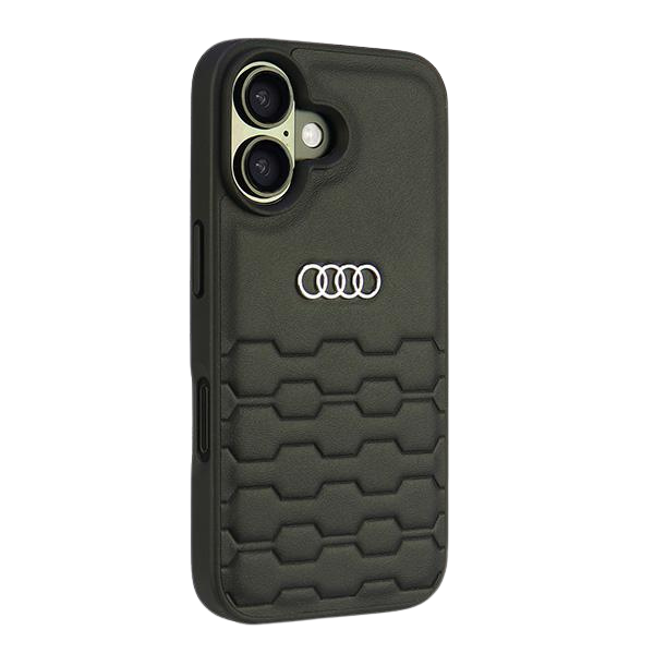 Audi dirbtinės odos kietas dėklas iPhone 16 6.1″ juodos spalvos AU-TPUPCIP16-GT/D2-BK aprašymas - Prekės nuotrauka