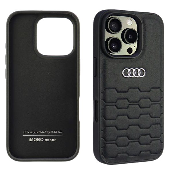 Audi dirbtinės odos kietas dėklas, skirtas iPhone 16 Pro Max 6.9″, juodos spalvos AU-TPUPCIP16PM-GT/D2-BK aprašymas - Prekės nuotrauka