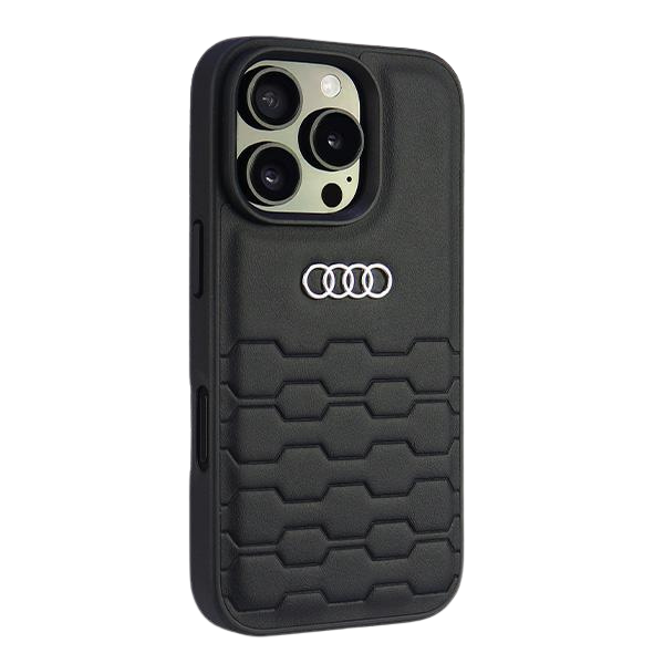 Audi dirbtinės odos kietas dėklas, skirtas iPhone 16 Pro Max 6.9″, juodos spalvos AU-TPUPCIP16PM-GT/D2-BK aprašymas - Prekės nuotrauka