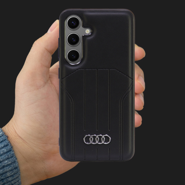 Audi dirbtinės odos MagSafe S24 S921 juodos spalvos kietas dėklas AU-TPUPCMS24-Q5/D1-BK aprašymas - Prekės nuotrauka