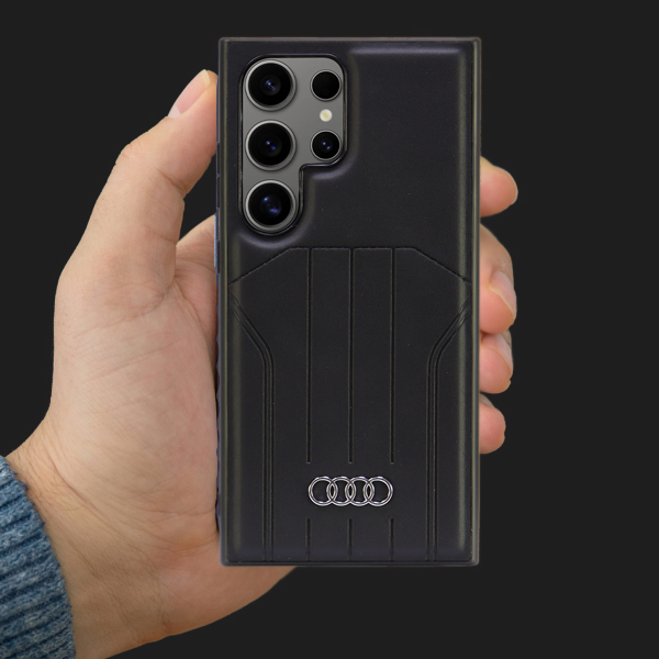 Audi dirbtinės odos MagSafe S24 Ultra S928 juodos spalvos kietas dėklas AU-TPUPCMS24U-Q5/D1-BK aprašymas - Prekės nuotrauka