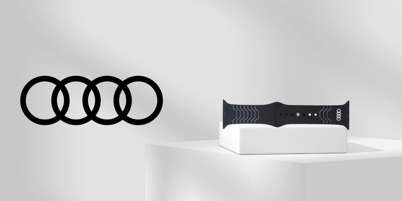 Audi Geometric Pattern silikoninis laikrodžio dirželis Apple Watch 44 / 45 / 46 / 49 mm - juodas aprašymas - Prekės nuotrauka