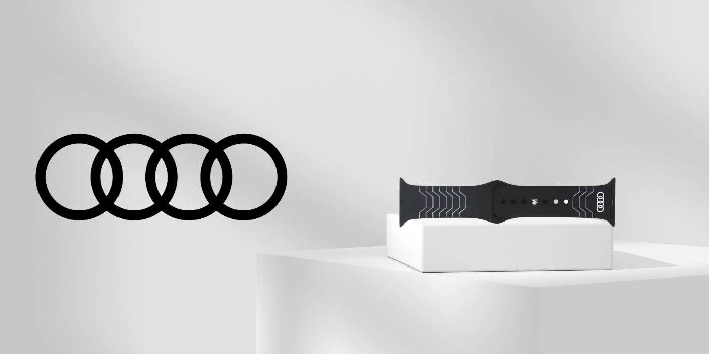 Audi Geometric Pattern silikoninis laikrodžio dirželis Apple Watch 40 / 41 / 42 mm - juodas aprašymas - Prekės nuotrauka