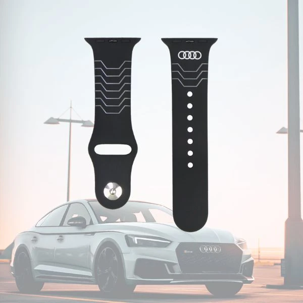 Audi Geometric Pattern silikoninis laikrodžio dirželis Apple Watch 40 / 41 / 42 mm - juodas aprašymas - Prekės nuotrauka