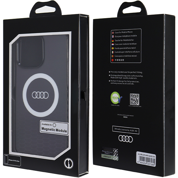 Audi IML Big Logo MagSafe Dėklas Apple iPhone 14 Pro Max 6.7″ juodos spalvos hardcase AU-IMLMIP14PM-Q5/D2-BK aprašymas - Prekės nuotrauka