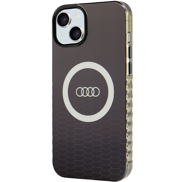 Audi IML Big Logo MagSafe Dėklas Apple iPhone 15 / 14 / 13 6.1″ juodos spalvos hardcase AU-IMLMIP15-Q5/D2-BK aprašymas - Prekės nuotrauka