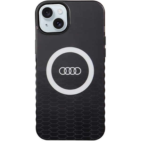 Audi IML Big Logo MagSafe Dėklas Apple iPhone 15 / 14 / 13 6.1″ juodos spalvos hardcase AU-IMLMIP15-Q5/D2-BK aprašymas - Prekės nuotrauka