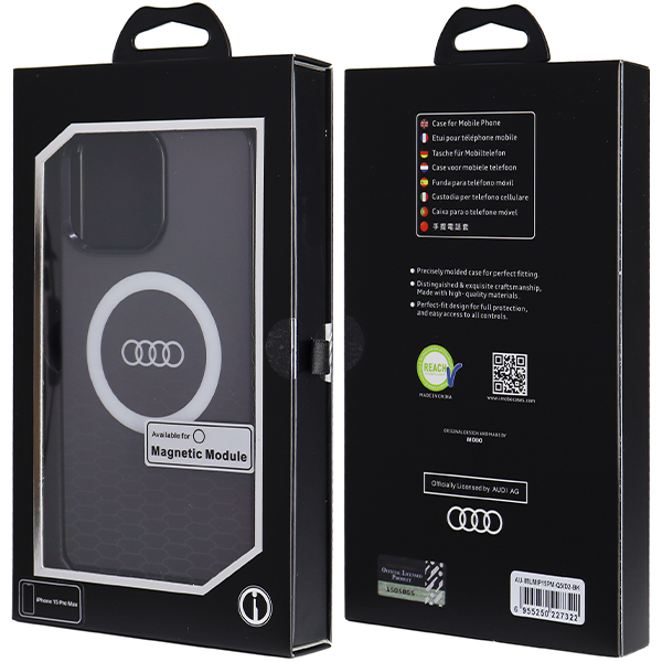 Audi IML Big Logo MagSafe Dėklas Apple iPhone 15 Pro 6.1″ juodos spalvos hardcase AU-IMLMIP15P-Q5/D2-BK aprašymas - Prekės nuotrauka