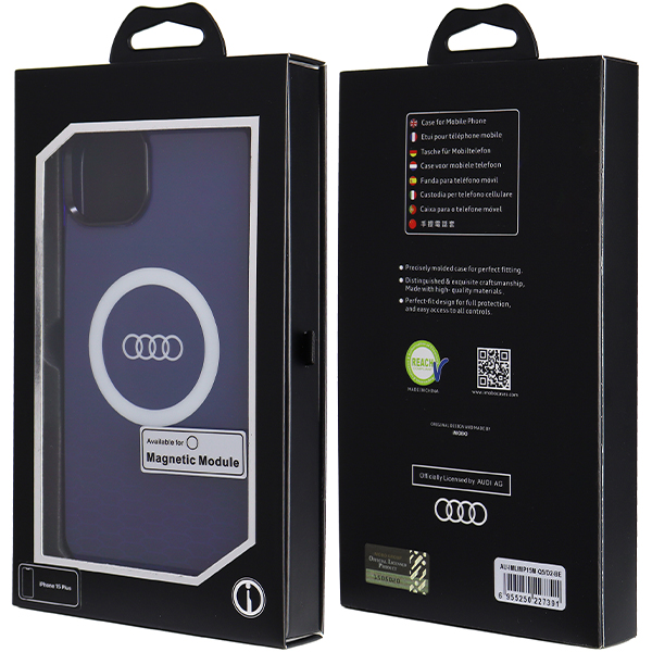 Audi IML Big Logo MagSafe Dėklas Apple iPhone 15 Plus / 14 Plus 6.7″ mėlynos spalvos hardcase AU-IMLMIP15 aprašymas - Prekės nuotrauka