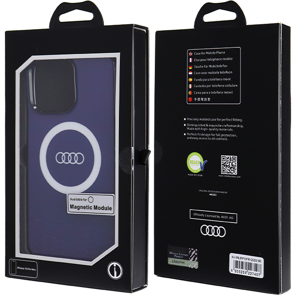 Audi IML Big Logo MagSafe Dėklas Apple iPhone 15 Pro Max 6.7″ mėlynos spalvos hardcase AU-IMLMIP15PM-Q5/D aprašymas - Prekės nuotrauka