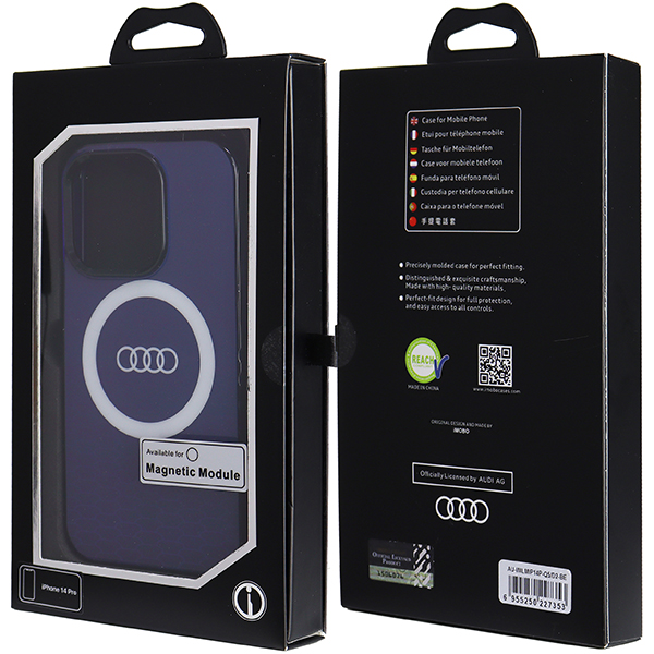 Audi IML Big Logo MagSafe dėklas iPhone 14 Pro 6.1″ mėlynos spalvos kietas dėklas AU-IMLMIP14P-Q5/D2-BE aprašymas - Prekės nuotrauka